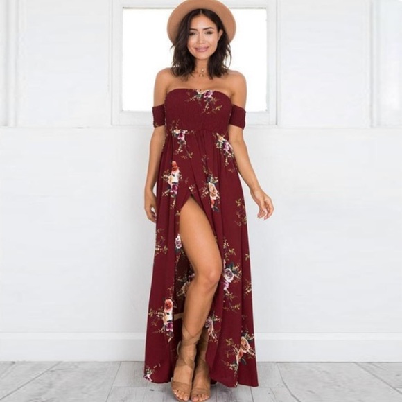 Dresses & Skirts - Off Shoulder Floral Maxi Dress